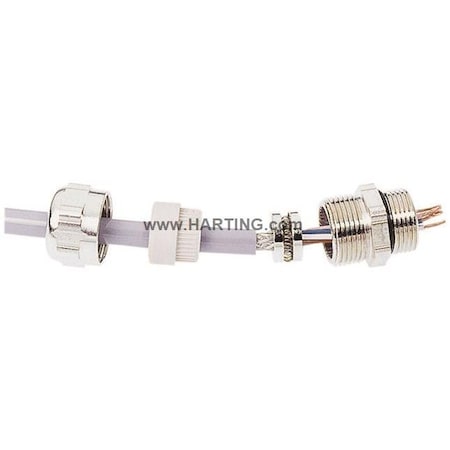 Harting Cable Gland, 18 mm Max Bundle Dia., Metal, 10 PK 09620005008